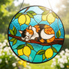 Cat Mom Suncatcher, Sleeping Kitty on Lemon Tree