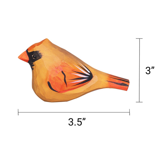 Hand-Carved Wooden Cardinal Bird Figurines with Perch – Handmade in USA