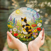 Calico Cat Stained Glass Suncatcher, Wildflower Meadow Cat