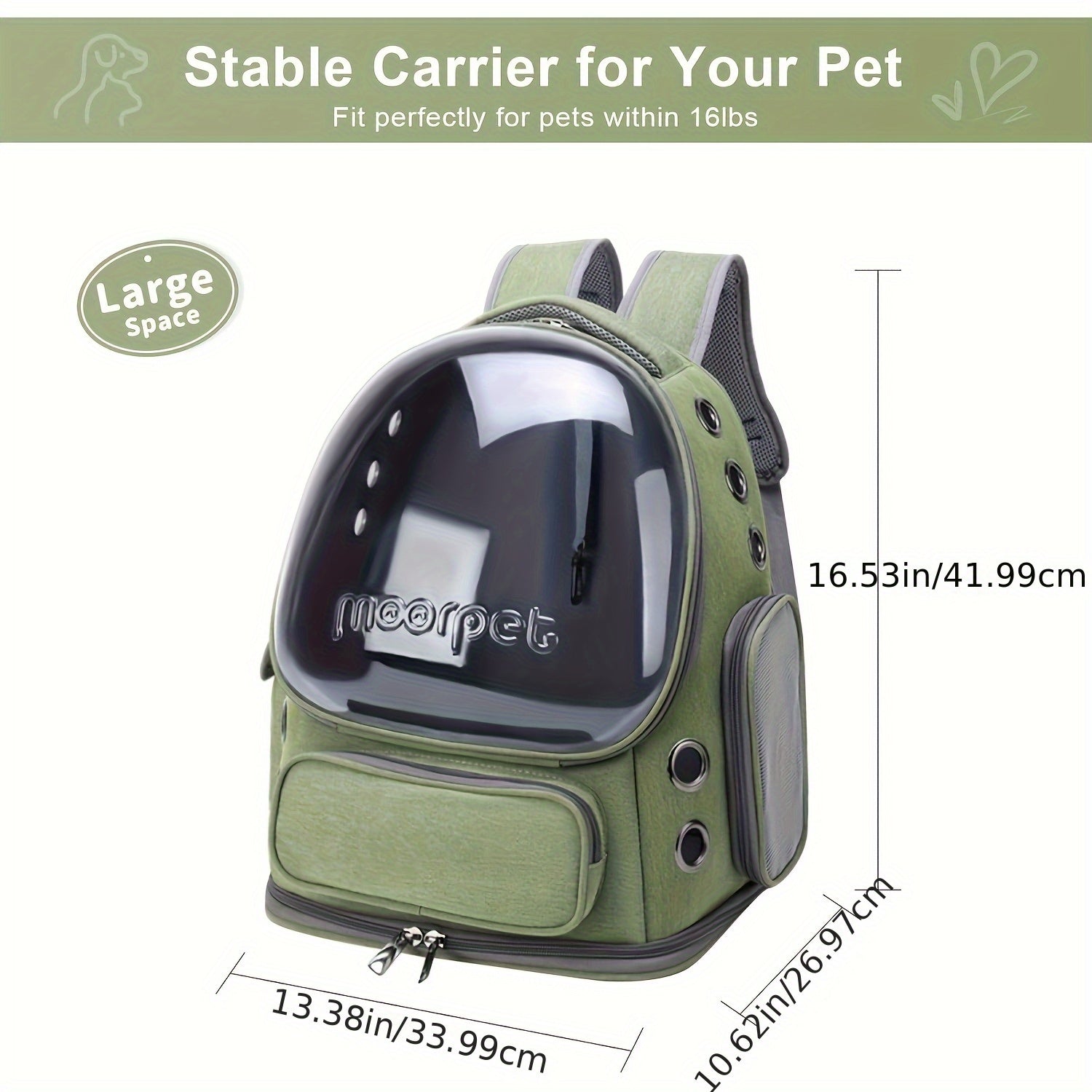 Breathable Pet Backpack, for cat Backpack, Secure & Travel-Friendly Carrier For Small To Medium for cats And Dogs, for cat Carriers For Cats, Large-Capacity, Oxford Fabric, Safety Zippers, Durable Straps For Outdoor Adventure