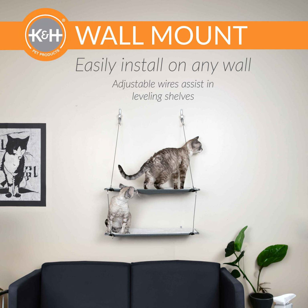 Wall Mounted Cat Shelf – Single or Double Decker Cat Climbing Shelf