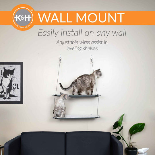 Wall Mounted Cat Shelf – Single or Double Decker Cat Climbing Shelf