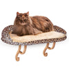 Windowsill Mounted Cat Bolster Bed with Leopard Print Cover - No Tool Installation