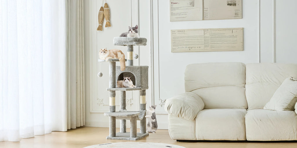 Cat Climbing Cat Tree 44" Tall Tower for Pet Furniture Natural Sisal Scratching Posts Stable Pet House for Indoor Cat