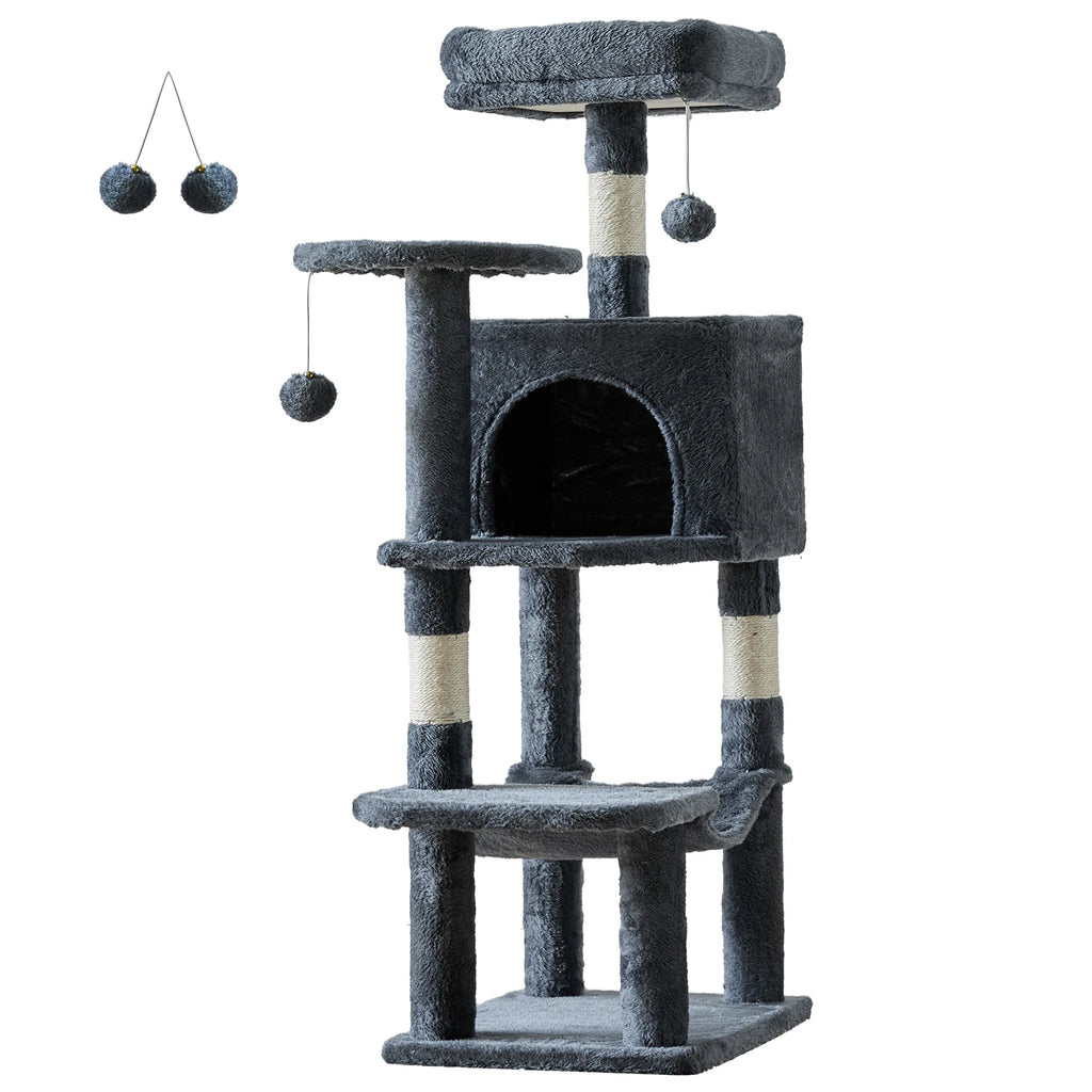 Cat Climbing Cat Tree 44" Tall Tower for Pet Furniture Natural Sisal Scratching Posts Stable Pet House for Indoor Cat