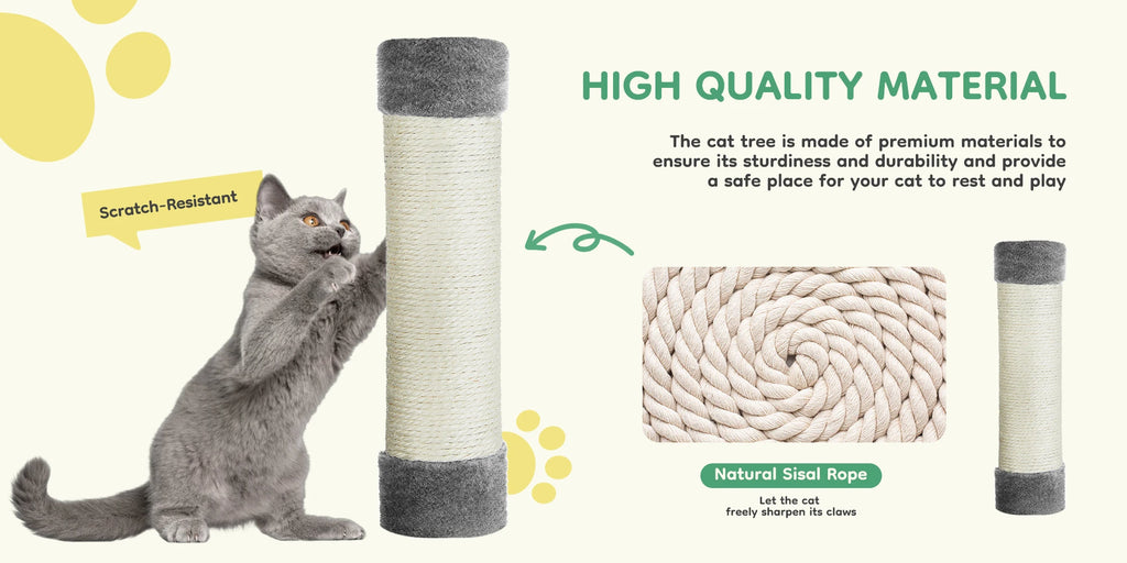 Cat Climbing Cat Tree 44" Tall Tower for Pet Furniture Natural Sisal Scratching Posts Stable Pet House for Indoor Cat