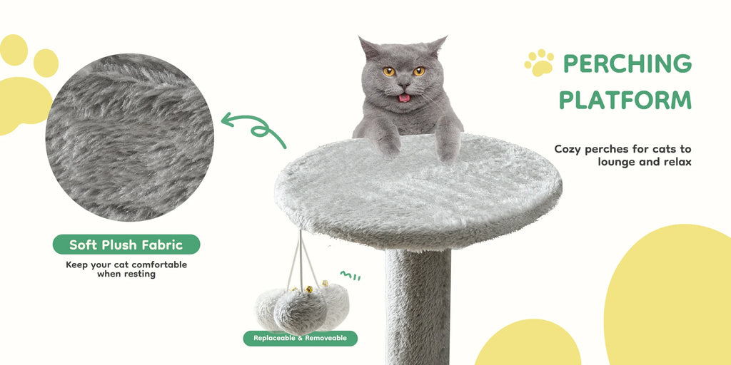 Cat Climbing Cat Tree 44" Tall Tower for Pet Furniture Natural Sisal Scratching Posts Stable Pet House for Indoor Cat