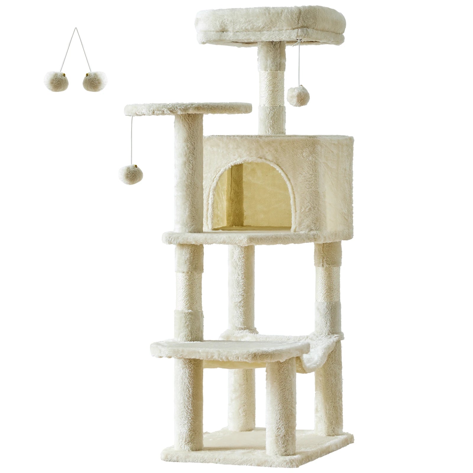 Cat Climbing Cat Tree 44" Tall Tower for Pet Furniture Natural Sisal Scratching Posts Stable Pet House for Indoor Cat