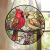Mr. & Mrs. Cardinal -Stained Glass Suncatcher Window Home Decor