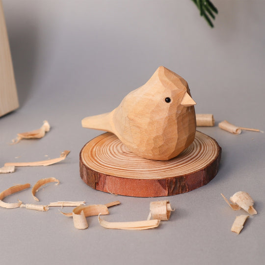 Hand-Carved Wooden Cardinal Bird Figurines with Perch – Handmade in USA